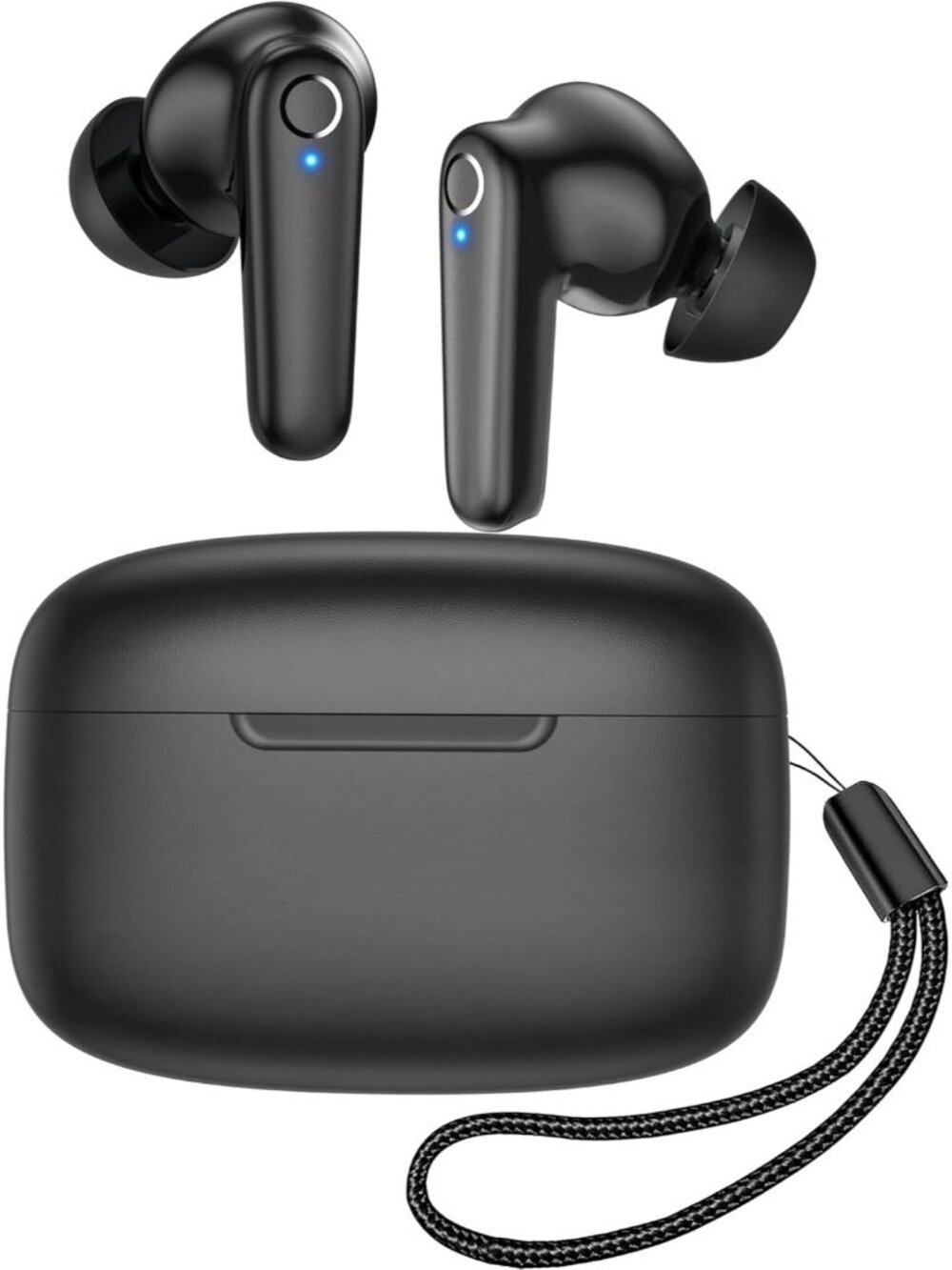 Wireless Black 60H Using Time Deep Bass Clear Call Built-in Bluetooth 5.3 Earbud
